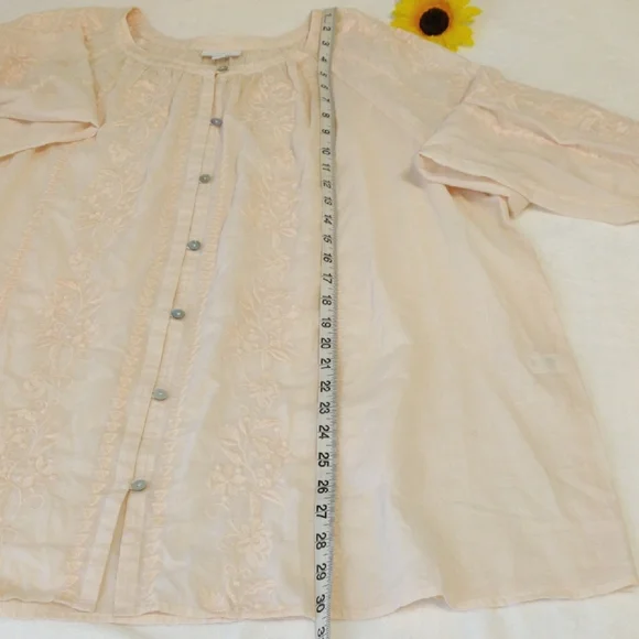 J-Jill. Women's Cream Embroidered Top - Picture 10 of 12